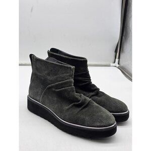 Eric Michael Boots Womens Size 8.5 Gray Suede Platform Wedge Ankle Zip Booties